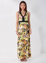 Rochie lungă imprimeu floral fără mâneci verde GAUDI femme