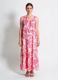 Rochie lungă imprimeu floral fără mâneci roz LA FEE MARABOUTEE femme