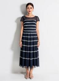 Rochie midi mâneci scurte mâneci scurte albastru VERA MONT femme