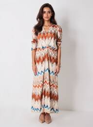 Rochie lungă căptușeală mâneci 3/4 portocaliu K-DESIGN femme