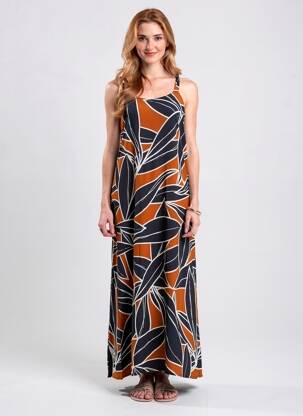 Rochie lungă croială cambrată bretele subțiri negru LA FEE MARABOUTEE femme