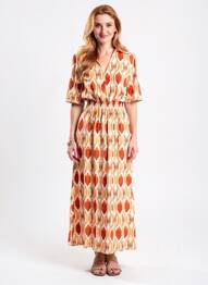 Rochie lungă mâneci scurte mâneci scurte portocaliu YES.ZEE femme