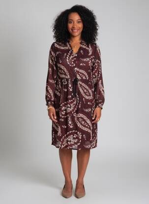 Rochie midi mâneci lungi mâneci lungi maro LA FEE MARABOUTEE femeie