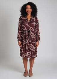 Rochie midi mâneci lungi mâneci lungi maro LA FEE MARABOUTEE femme