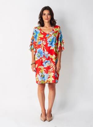 Rochie scurtă croială fluidă mâneci scurte roșu ARTIGLI femeie