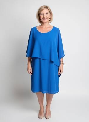 Rochie midi țesătură crep mâneci scurte albastru GREGORY PAT femeie