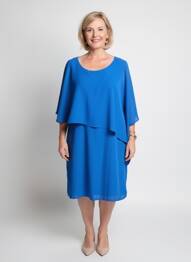 Rochie midi țesătură crep mâneci scurte albastru GREGORY PAT femme