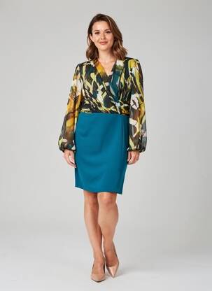 Rochie scurtă mâneci lungi mâneci lungi verde GREGORY PAT femeie