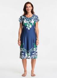 Rochie midi imprimeu floral mâneci scurte albastru GREGORY PAT femme