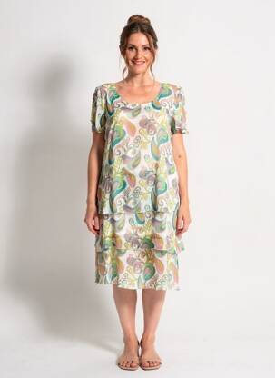 Rochie midi croială fluidă mâneci scurte verde AGATHE & LOUISE femeie