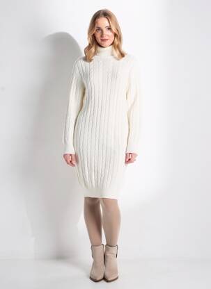 Rochie pulover elasticitate mâneci lungi bej LOLITAS&L femeie
