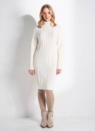 Rochie pulover elasticitate mâneci lungi bej LOLITAS&L femme