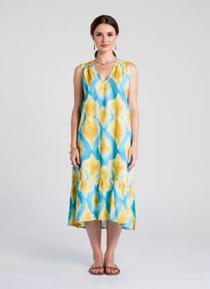 Rochie midi imprimeu fantezie fără mâneci albastru MD'M femeie