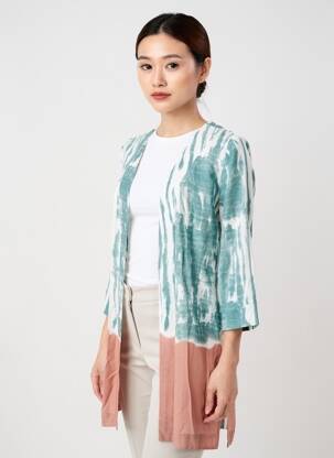 Jachete kimono imprimat tie and dye verde MD'M femeie