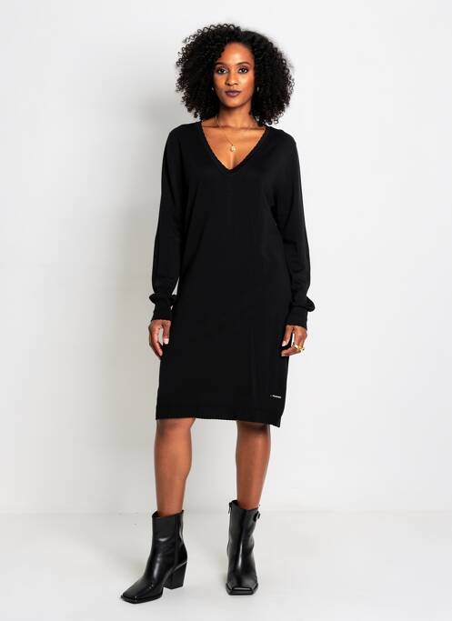 Rochie pulover strânsă pe partea de jos mâneci lungi negru MD'M femme