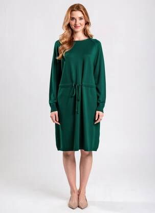 Rochie pulover elasticitate mâneci lungi verde MD'M femeie