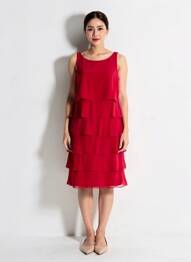 Rochie midi croială fluidă fără mâneci roșu VERA MONT femme