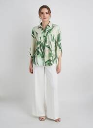 Cămașă croială fluidă mâneci 3/4 verde K-DESIGN femme