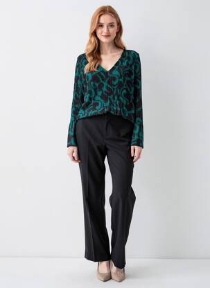 Cămașă țesătură crep mâneci lungi verde LA FEE MARABOUTEE femeie
