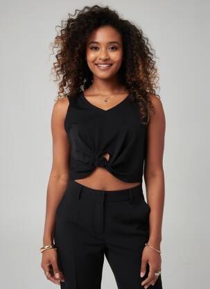 Top țesătură jersey fără mâneci negru LOLITAS&L femeie