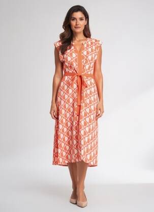 Rochie midi croială fluidă mâneci scurte roșu MD'M femeie