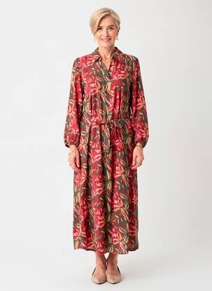 Rochie lungă mâneci lungi mâneci lungi roșu JULIE GUERLANDE femeie