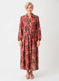 Rochie lungă mâneci lungi mâneci lungi roșu JULIE GUERLANDE femeie