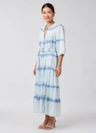 Rochie lungă mâneci lungi mâneci lungi albastru K-DESIGN femeie