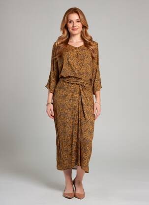 Rochie lungă mâneci lungi mâneci lungi maro LA FEE MARABOUTEE femeie