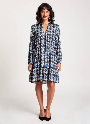 Rochie midi croială fluidă mâneci lungi albastru ARTIGLI femeie