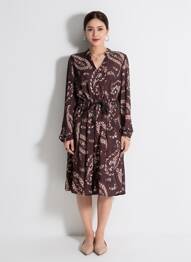 Rochie midi croială fluidă mâneci lungi maro LA FEE MARABOUTEE femeie