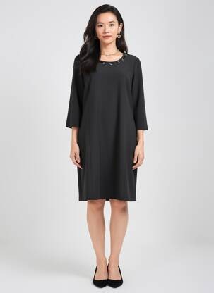 Rochie midi mâneci lungi mâneci lungi negru FRANCE RIVOIRE femeie