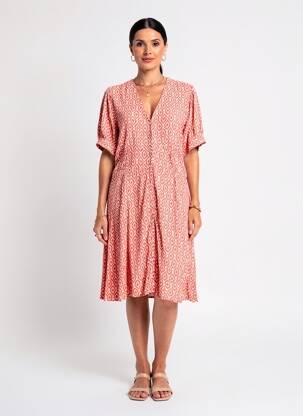 Rochie midi croială fluidă mâneci scurte roșu MD'M femeie