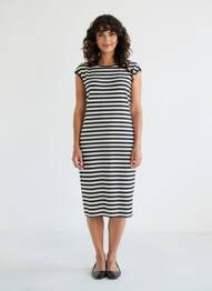 Rochie midi mâneci scurte mâneci scurte negru LOLITAS&L femeie