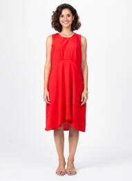 Rochie midi fără mâneci fără mâneci roșu EVA KAYAN femeie