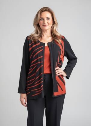 Top elasticitate mâneci lungi negru FRANCE RIVOIRE femeie