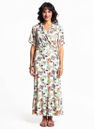 Rochie lungă mâneci scurte mâneci scurte bej MD'M femeie