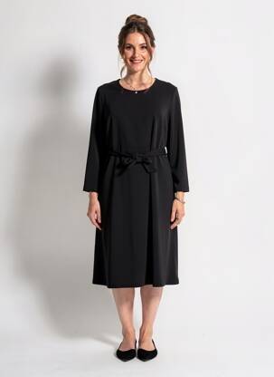 Rochie midi mâneci lungi mâneci lungi negru SIGNE NATURE femeie