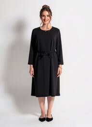 Rochie midi mâneci lungi mâneci lungi negru SIGNE NATURE femme