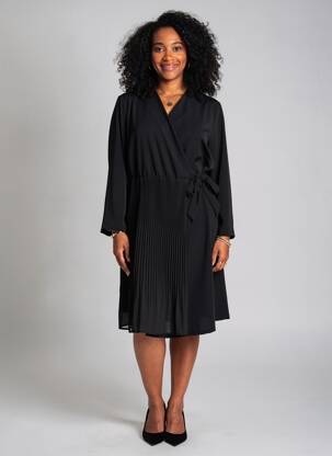 Rochie midi mâneci lungi mâneci lungi negru SIGNE NATURE femeie