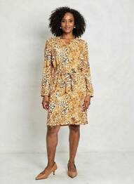 Rochie midi croială fluidă mâneci lungi galben DIANE LAURY femme