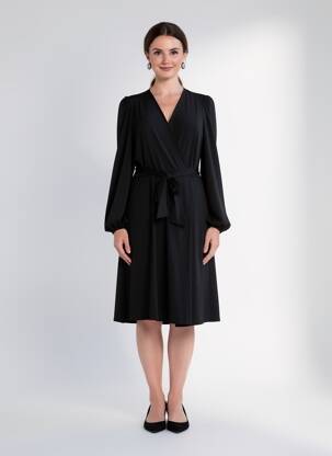 Rochie midi mâneci lungi mâneci lungi negru K-DESIGN femeie