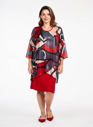 Rochie midi mâneci 3/4 mâneci 3/4 roșu GREGORY PAT femeie