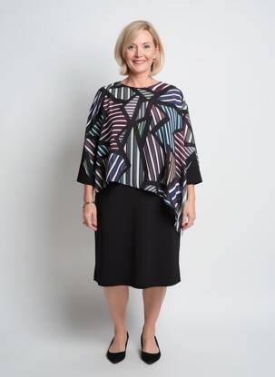 Rochie midi mâneci 3/4 mâneci 3/4 negru FRANCE RIVOIRE femeie