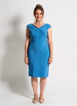Rochie midi mâneci scurte mâneci scurte albastru VERA MONT femeie