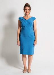 Rochie midi închidere cu fermoar la spate mâneci scurte albastru VERA MONT femme