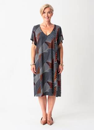 Rochie midi mâneci scurte mâneci scurte negru FRANCE RIVOIRE femeie