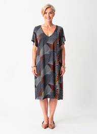 Rochie midi mâneci scurte mâneci scurte negru FRANCE RIVOIRE femme