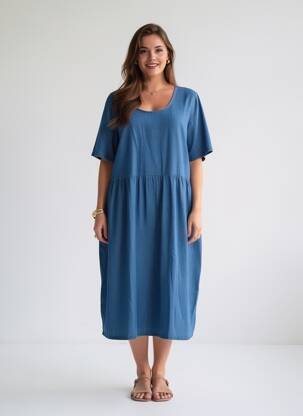 Rochie midi mâneci scurte mâneci scurte albastru AGATHE & LOUISE femme