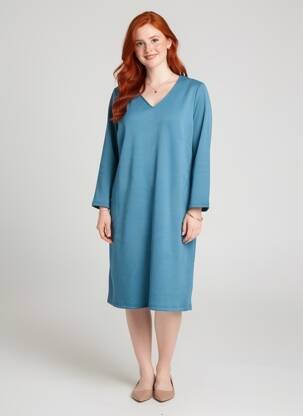 Rochie midi mâneci 3/4 mâneci 3/4 albastru FRANCE RIVOIRE femeie